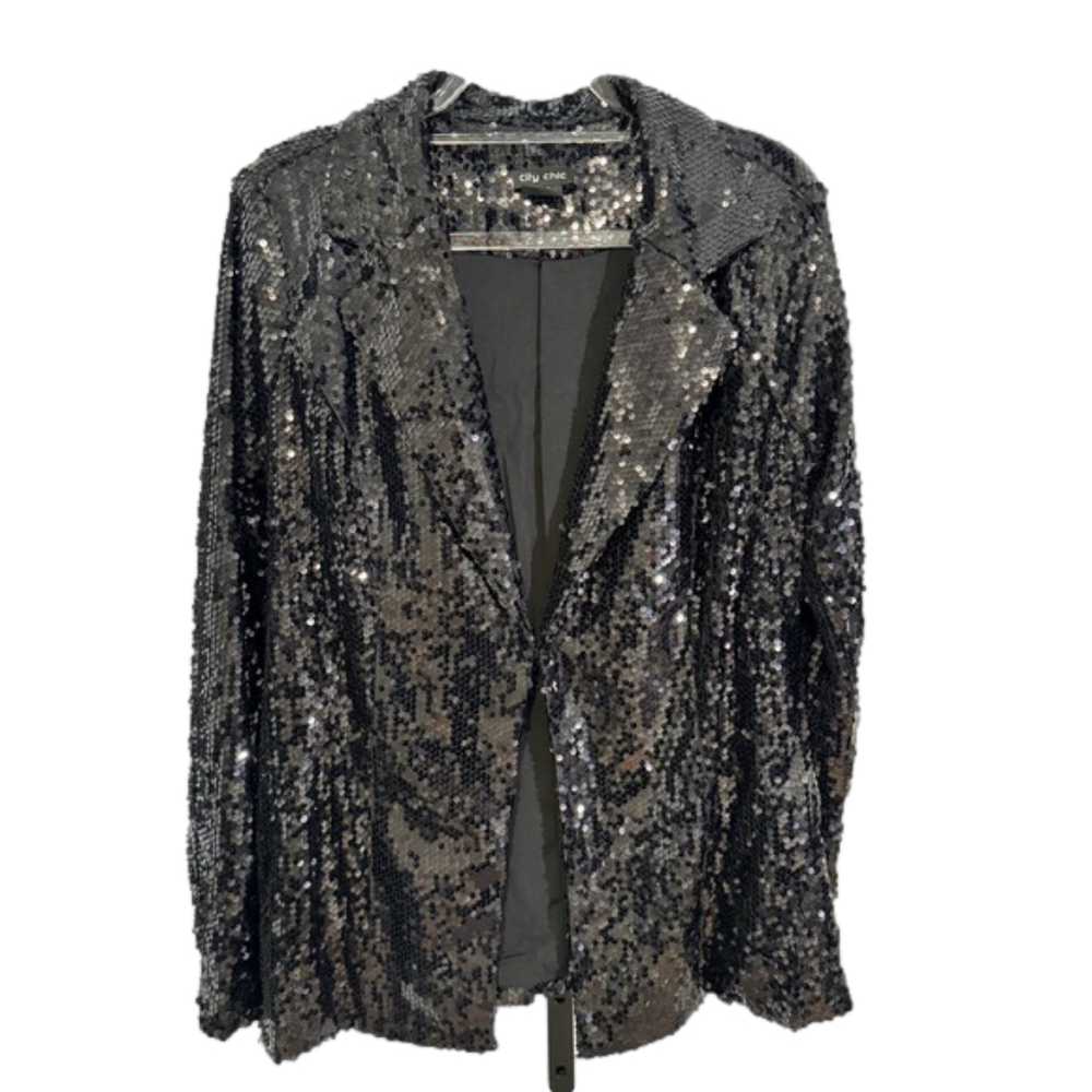 City Chic Sequin Single Breasted Blazer Plus Size - Size 12W